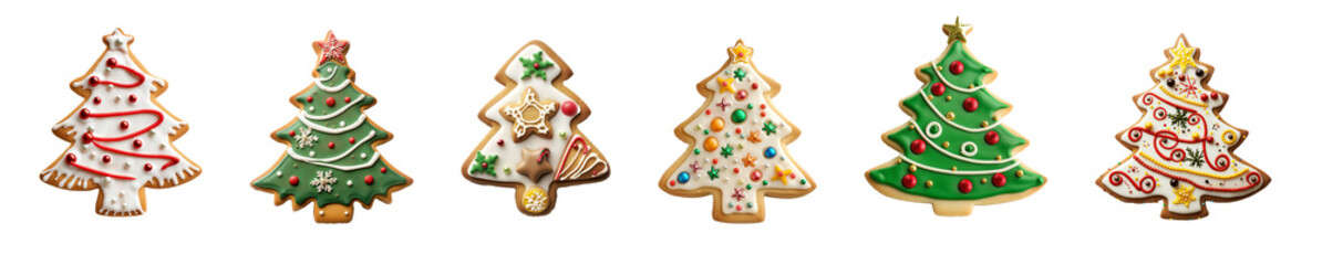 Collection set of Christmas Cookies isolated on transparent background, cut out png