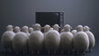 © carolina - Sheep with TV screens, brain addicted to social media, manipulation and mind control by media, disconnected to reality