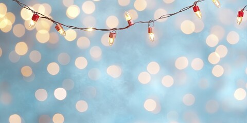 Sticker - Charming String of Warm White Lights Twinkling Against a Dark Background, Creating a Cozy and Inviting Atmosphere for Celebrations and Gatherings