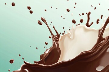 Creamy Chocolate Milk Splash on a Mint Background