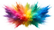 Vibrant color explosion showcasing a dynamic blend of hues, isolated on a transparent or white background.