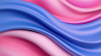Poster - Flowing layers of pink and blue fabric create a smooth and vibrant visual, showcasing gentle curves and a dynamic interplay of colors in a soft, textured display