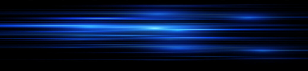 Wall Mural - moving fast blue laser light beams isolated on black background. abstract light effect. green lens f