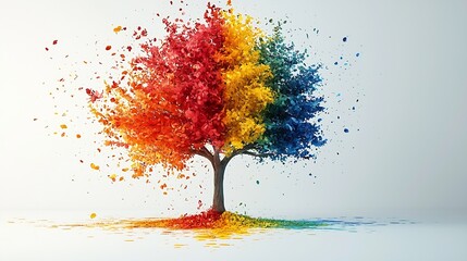 Poster - Abstract Colored Vector Tree : Generative AI
