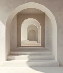 Canvas Print - Minimalist Archway With White Steps