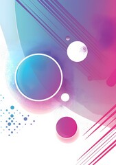 Canvas Print - Abstract Background with Circles and Lines in Blue and Pink