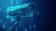 © john - A low polygon CCTV security camera wireframe mesh displayed on a blue background.