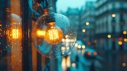 Poster - Light Bulbs at Night Bokeh : Generative AI