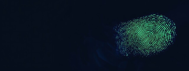 A Close-Up of a Green Fingerprint on a Black Background