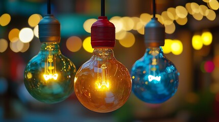 Poster - Color Light Bulbs Bokeh : Generative AI