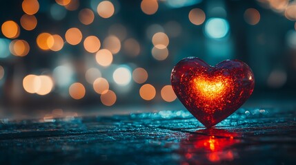 Poster - Colorful Heart Bokeh : Generative AI