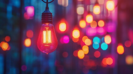 Poster - Colorful Light Bulb Bokeh : Generative AI