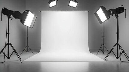 Leinwandbilder - Empty White Studio Backdrop in Vector EPS 10 : Generative AI