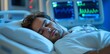 © nurionstudio - A young man sleeps peacefully in a hospital bed, connected to a monitor.