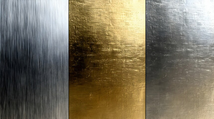 Wall Mural - Abstract Metal Texture Background with Brushed Silver, Gold, and Gray Panels - Graphic Design Element for Modern and Industrial Projects