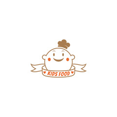 Wall Mural - Cute little fat boy logo wearing chef hat, suitable for food business label