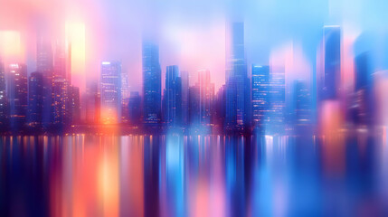 Wall Mural - Abstract City Skyline with Vibrant Colors and Motion Blur Background Illustration