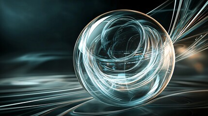 Poster - A 3D search engine globe with swirling search queries around it, representing the dynamic nature of internet searches