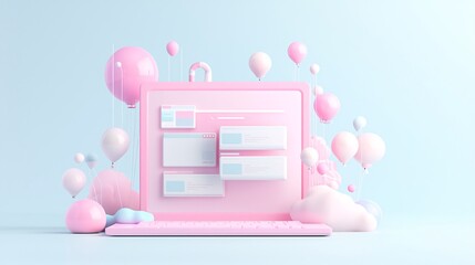 Poster - A 3D search engine interface with floating tabs and filters, symbolizing user-friendly search customization