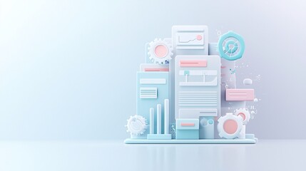 Poster - a 3d search engine interface with interactive, rotating search filters, symbolizing advanced search 