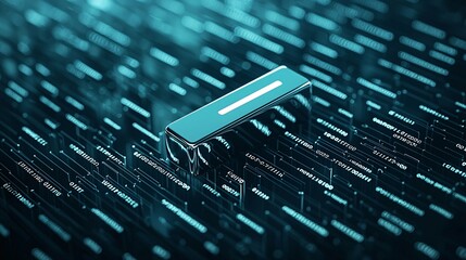 Poster - A 3D search bar floating over a sea of binary code, symbolizing the vast data processed by search engines