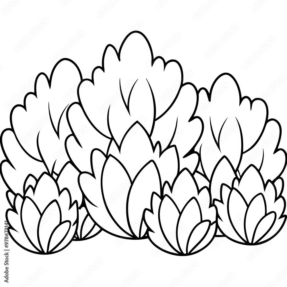 Simple Bushes Line Work Simple Bushes Icon, Black Outline, Vector Illustration, Shrub, hedge ...