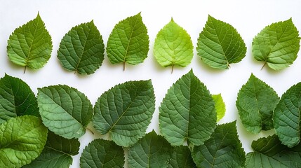 Poster - Border from Fresh Natural Green Leaves on white background : Generative AI