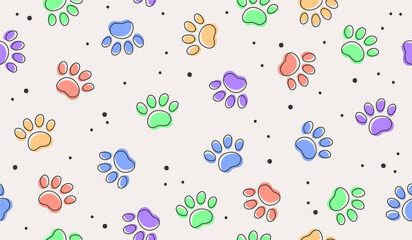 Wall Mural - Cute paw pattern background vector design