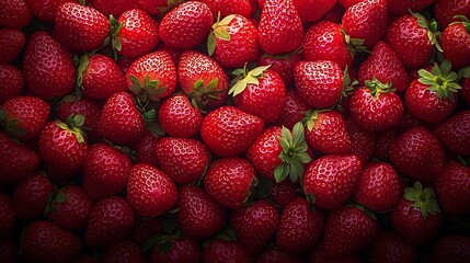 Poster - Cleaned Strawberries Texture Top View : Generative AI