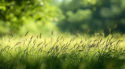 Fototapete - Blurred Summer Nature Background : Generative AI
