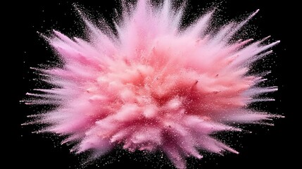 Burst of purple and pink powder shaped like a butterfly