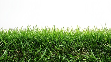 Poster - Green Grass Border on White Background : Generative AI