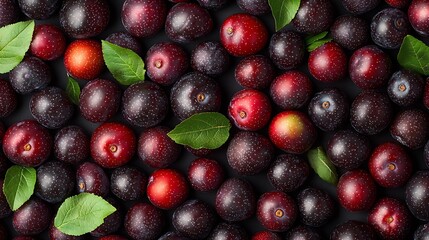 Poster - Lots of Plums Blackthorns Top View Background : Generative AI