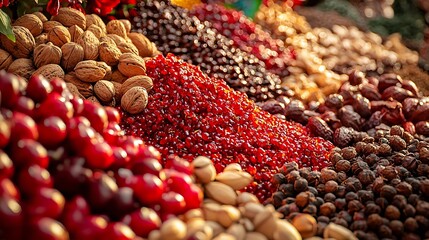 Aufkleber - Nuts and Candied Fruits Background : Generative AI