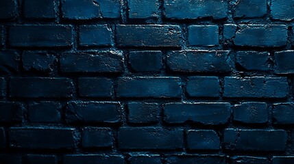 Poster - Dark Blue Brick Wall Texture : Generative AI