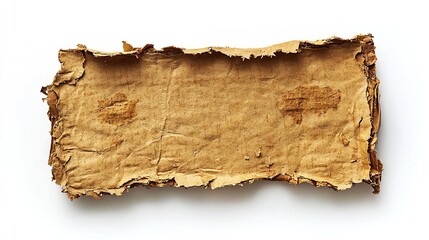 Aufkleber - Ragged Piece of Cardboard Isolated on White Background : Generative AI