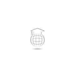 Sticker - Graduation cap on globe icon with shadow