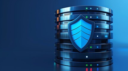 Poster - A secure database with a protective shield symbolizing data security and privacy in a modern digital environment.