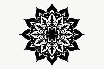 Ornamental luxury mandala silhouette black on white background vector art illustration