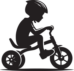 Wall Mural - Tricycle riding silhouette vector illustration isolated on a white background