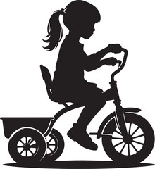 Wall Mural - Tricycle riding silhouette vector illustration isolated on a white background