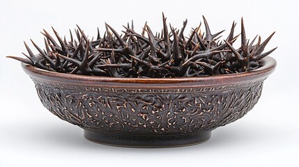 Poster - Blackthorns in a Bowl isolated on White Background : Generative AI