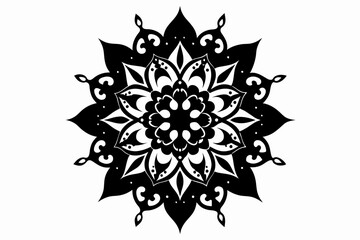 Ornamental luxury mandala silhouette black on white background vector art illustration