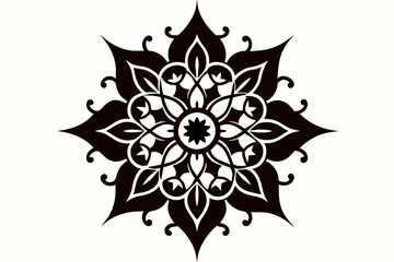 Ornamental luxury mandala silhouette black on white background vector art illustration