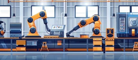 Poster - Industrial Automation: Robotic Arms Working in a Modern Factory