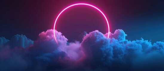 Wall Mural - Neon Circle Above the Clouds