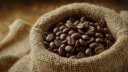 Coffee Beans on Burlap : Generative AI