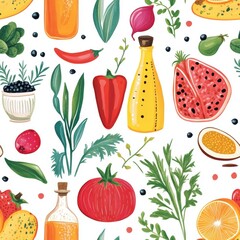 Canvas Print - Colorful Food Pattern.