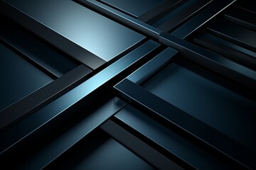 Poster - Abstract close-up of intersecting metallic panels on a dark background in a modern design setting