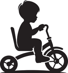 Wall Mural - Tricycle riding silhouette vector illustration isolated on a white background